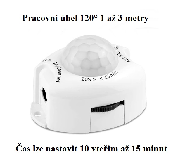 LED pásek s PIR čidlem pohybu 60LED/1m IP65 čistá bílá, 3metry