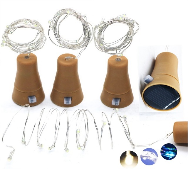 Solární osvětlení uzávěru lahve 1metr/10LED teplá bílá