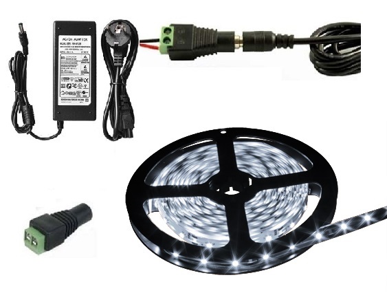 Light LED pásek 5050 60LED/m IP65 14.4W/m čistá bílá, 5 metrů, komplet 3A