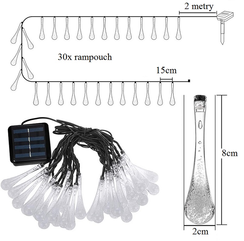 SOLAR R30/01 Solární světelný řetěz čistá bílá, 30LED/6Metrů