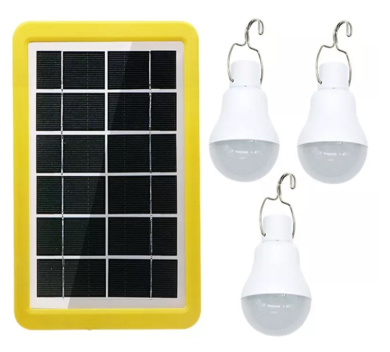 Solární přenosné osvětlení 3x LED žárovka