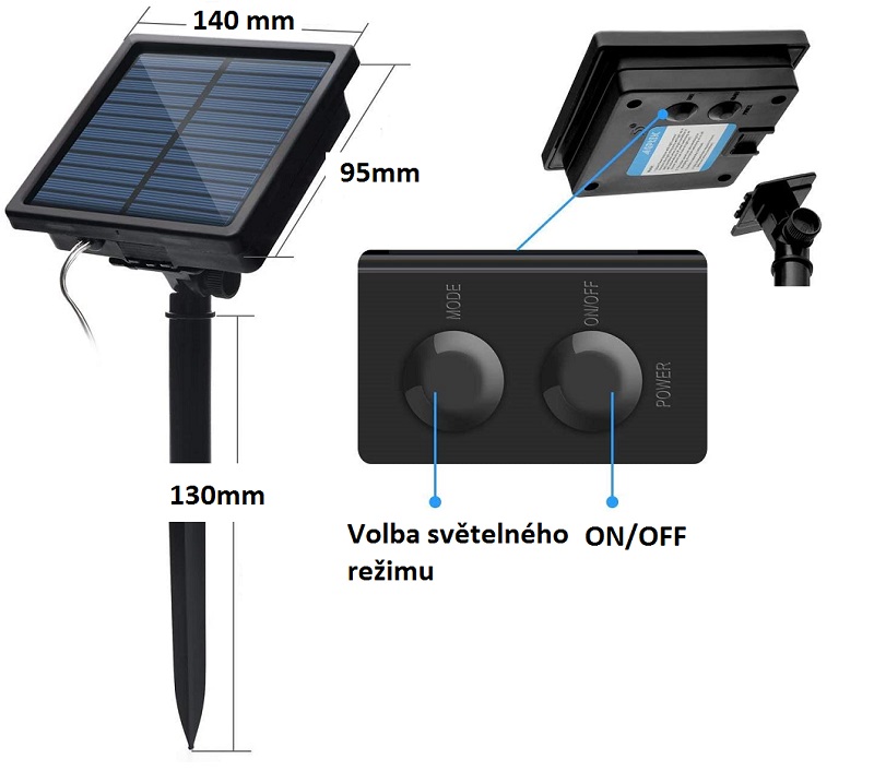 SOLAR 222/20 Solární osvětlovací hadice teplá bílá, 200LED/20M dálkový ovladač