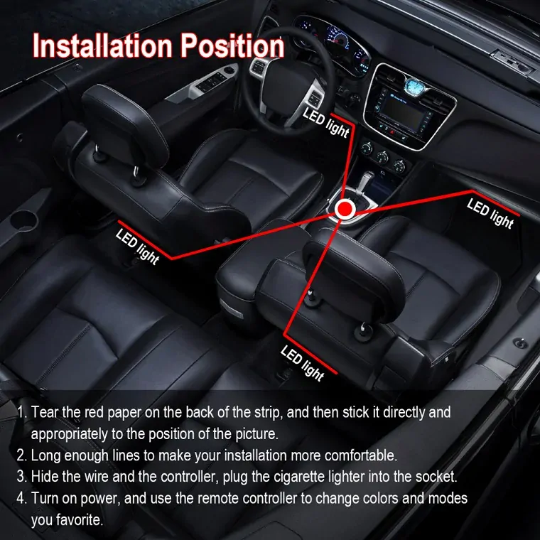 36x LED SAA39/DO RGB osvětlení do interiéru aut s dálkovým ovládáním