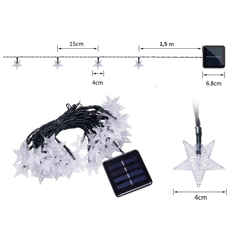 SOLAR H30/02 Solární světelný řetěz teplá bílá, 30LED/6Metrů