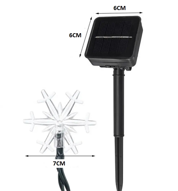 SOLAR H35/02 Solární řetěz sněhová vločka teplá bílá, 6,5 Metrů