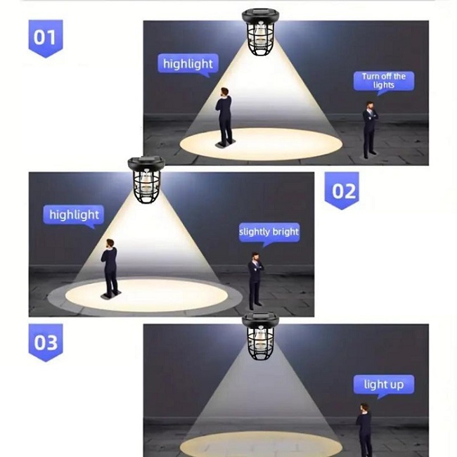 Solar COB184 Zahradní lampa s pohybovým čidlem 3x LED COB