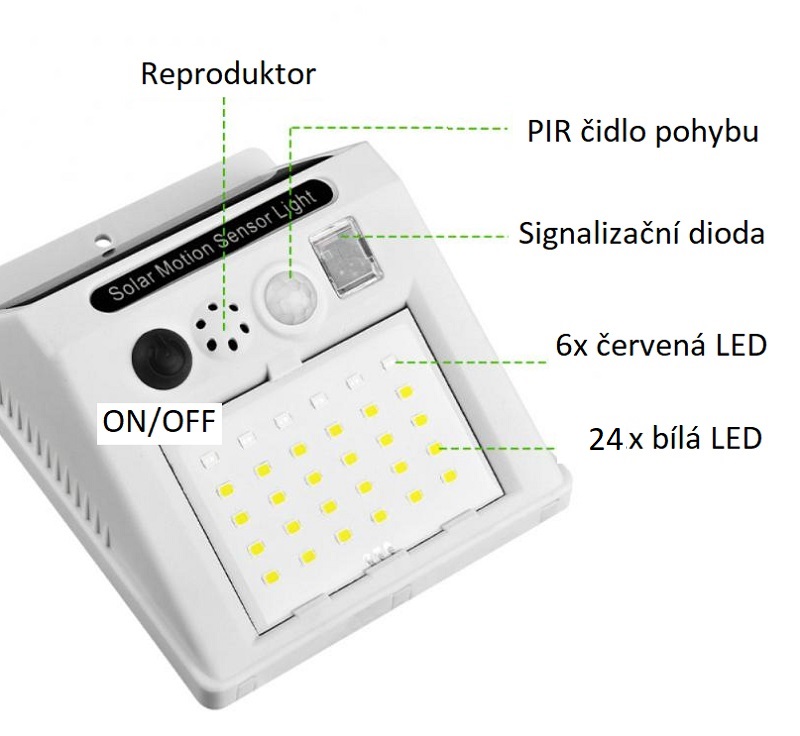 Solar ZS30 Zahradní světlo s pohybovým čidlem a alarmem