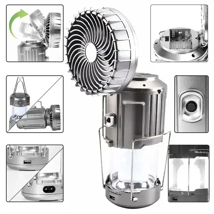 AB-45/S Solární osvětlení přenosné USB ventilátor