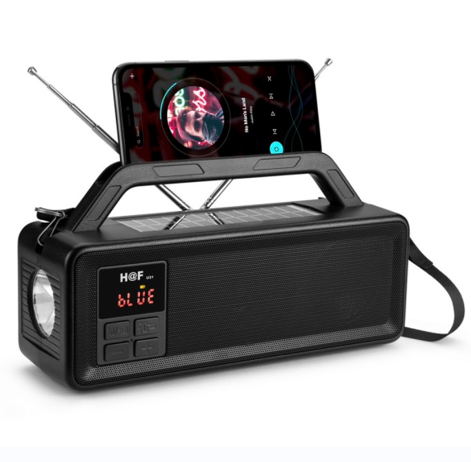 SR-U31 Solární Bluetooth reproduktor rádio LED