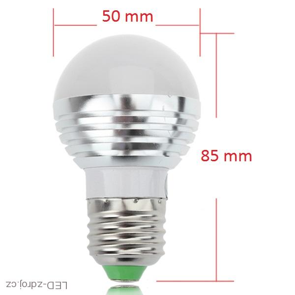 LED Žárovka 3W kulatá E27 RGB set 3 kusy