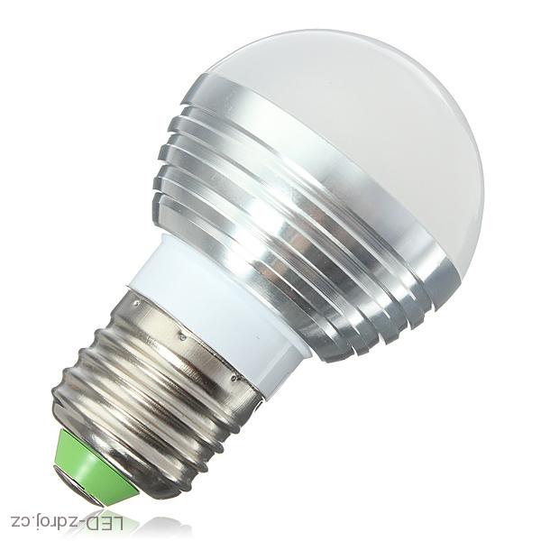 LED Žárovka 3W kulatá E27 RGB set 3 kusy