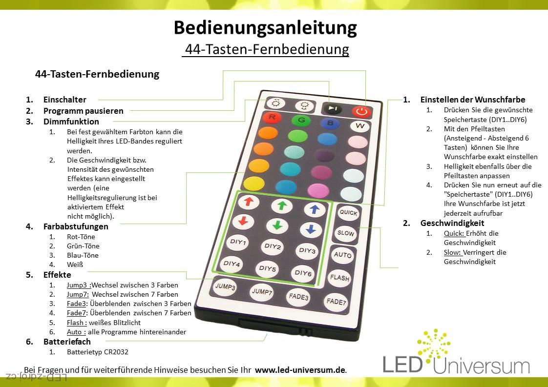 RGB kontroler pro LED pásky 12V - 44 tlačítek mini