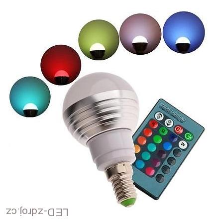LED Žárovka 3W kulatá E14 RGB 