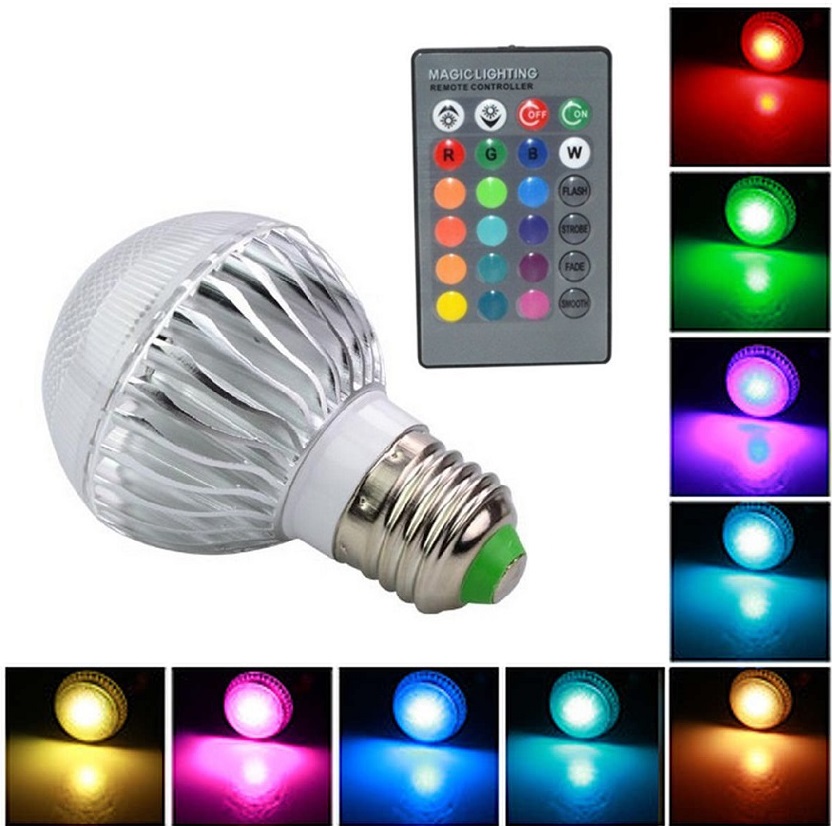 LED Žárovka multicolor 4W kulatá E27 - set 3 kusů