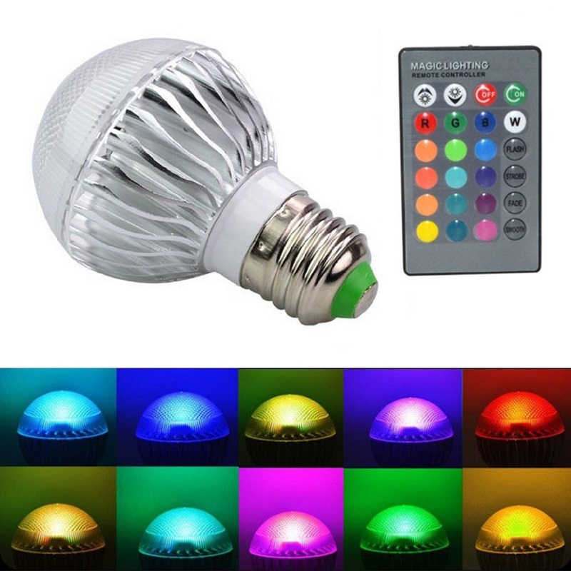 LED Žárovka multicolor 4W kulatá E27 - set 3 kusů