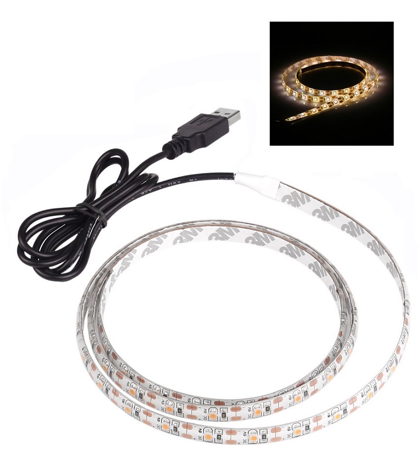 Light USB LED pásek 3528 60LED/m IP20 4.8W/m teplá bílá, 0,5m