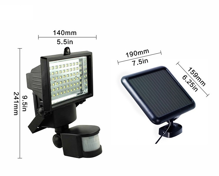 Solární reflektor 100x LED s PIR čidlem pohybu