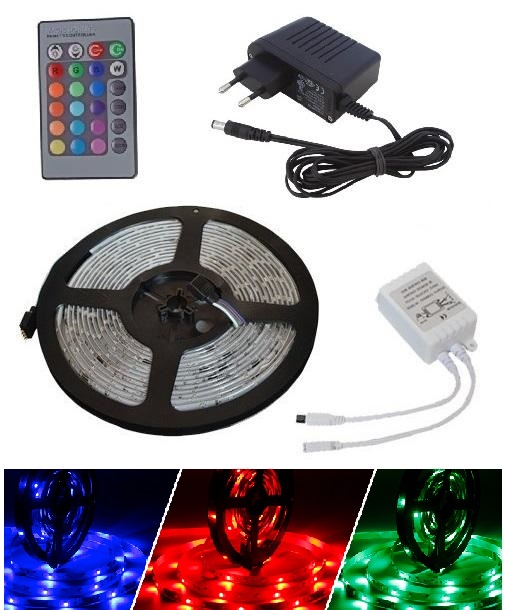 Light LED pásek 3528 RGB, 1,5 metru komplet