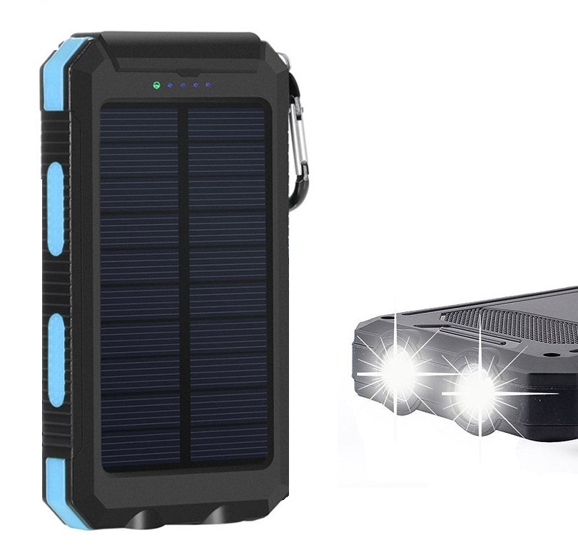 SolarPower N2-102 Solární nabíječka 10.000 mAh modrá, 2x LED
