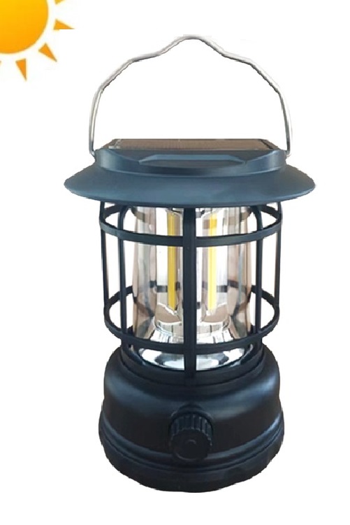 Solar B03S Solární přenosné osvětlení s USB LED COB černé