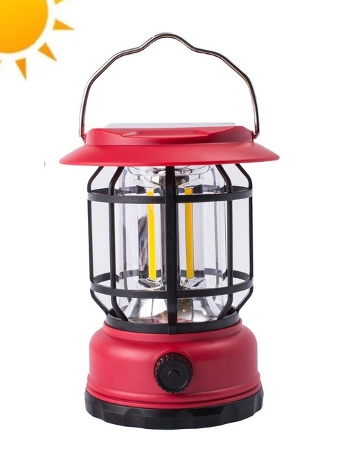 Solar R03S Solární přenosné osvětlení s USB LED COB červená