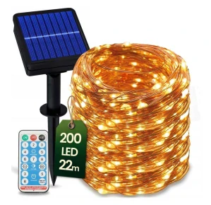 SOLAR D/222 Solární svítící flexibilní drát teplá bílá, 200x LED 20 metrů