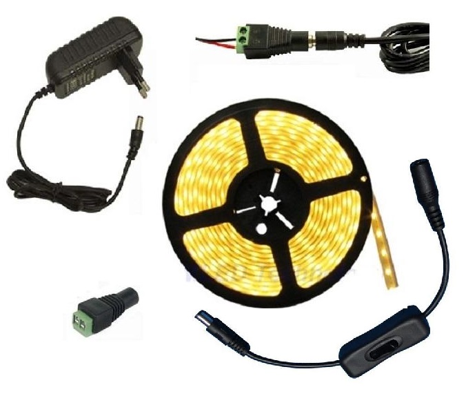 Light LED pásek 5050 60LED/m IP65 14.4W/m teplá bílá, 1metr, komplet s vypínačem