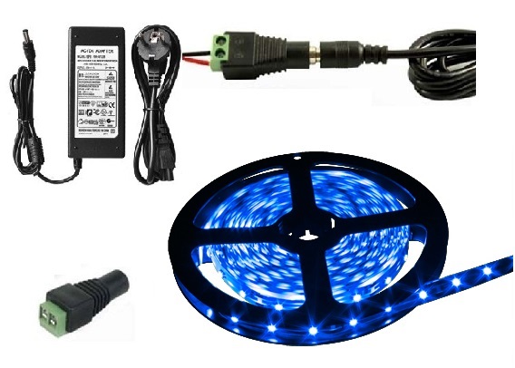 Light LED pásek 5050 60LED/m IP65 14.4W/m modrá, 5 metrů, komplet