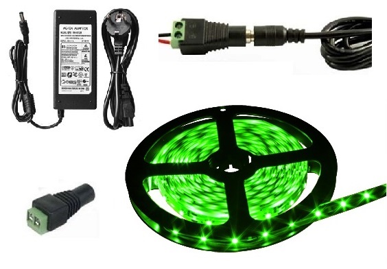 Light LED pásek 5050 60LED/m IP65 14.4W/m zelená, 5 metrů, komplet