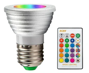 Barevná LED žárovka E27 5W + dálkovým ovladačem