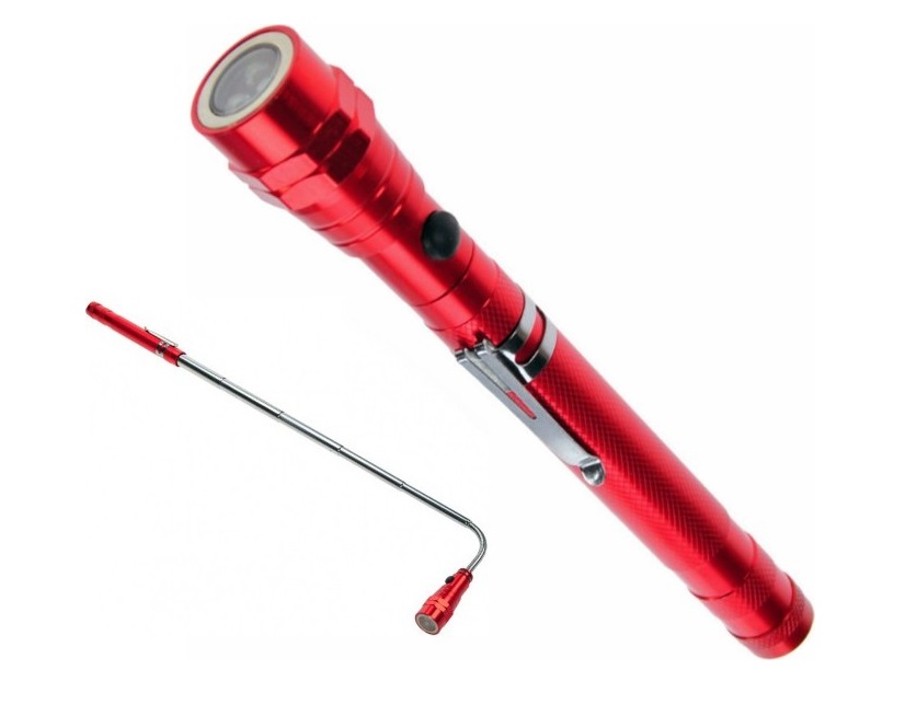 OEM Teleskopická magnetická LED svítilna červená