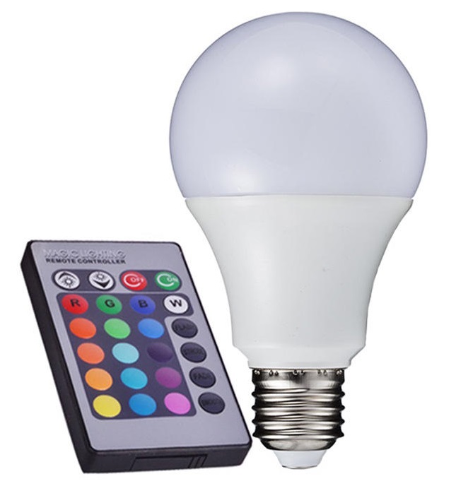 Žárovka LED E27 RGB 7W + dálk.ovl.