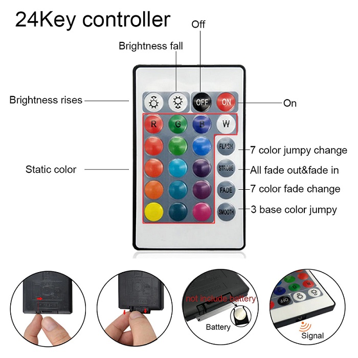 RGB kontroler pro LED pásky 12V - 24 tlačítek