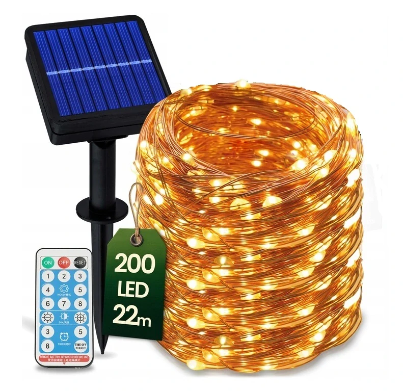 SOLAR D/222 Solární svítící flexibilní drát teplá bílá, 200x LED 20 metrů