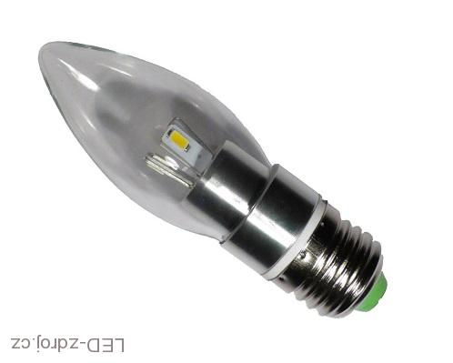 LED žárovka svíčka E27 3W čistá bílá