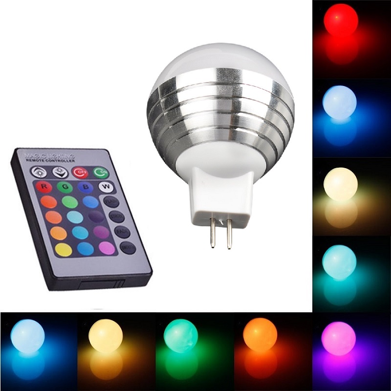LED Žárovka 3W kulatá MR16 12V RGB 