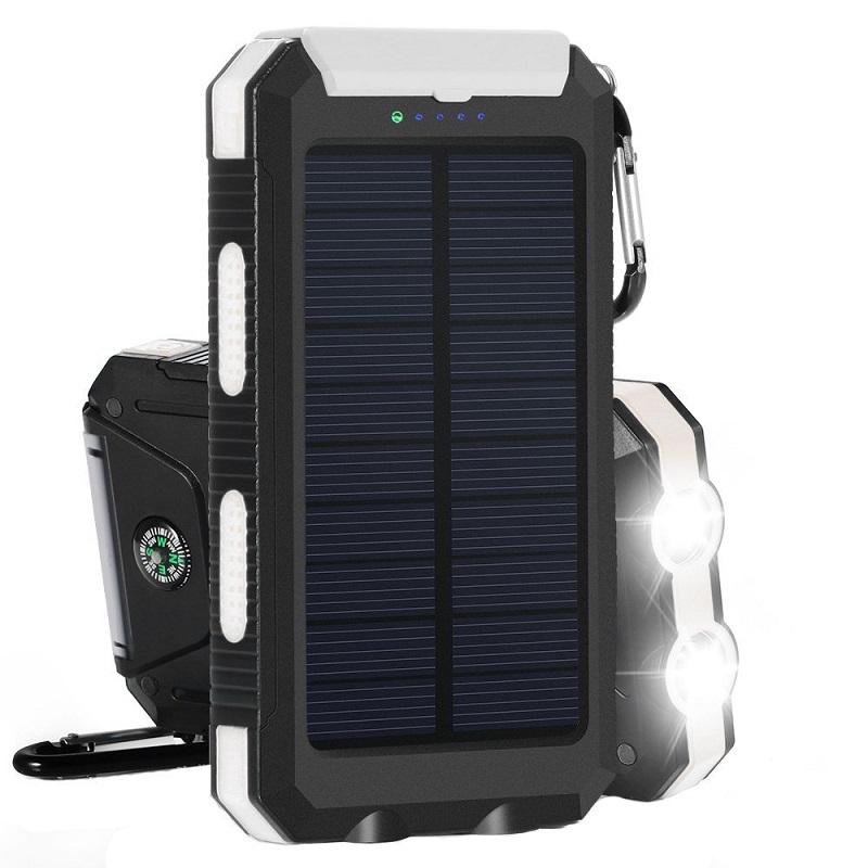 SolarPower N2-101 Solární nabíječka 10.000 mAh bílá, 2x LED
