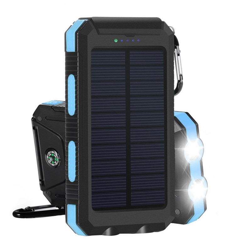 SolarPower N2-102 Solární nabíječka 10.000 mAh modrá, 2x LED