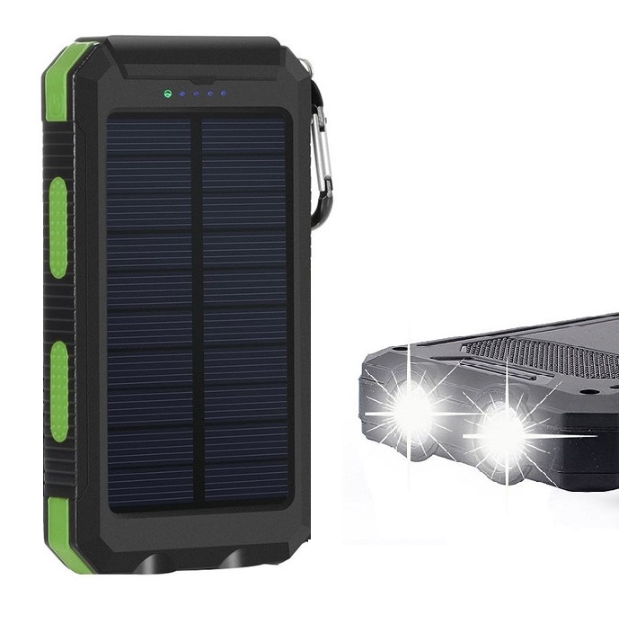 SolarPower N2-103 Solární nabíječka 10.000 mAh zelená, 2x LED
