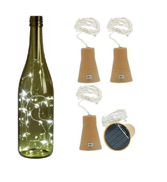 Solární osvětlení uzávěru lahve 1metr/10LED čistá bílá