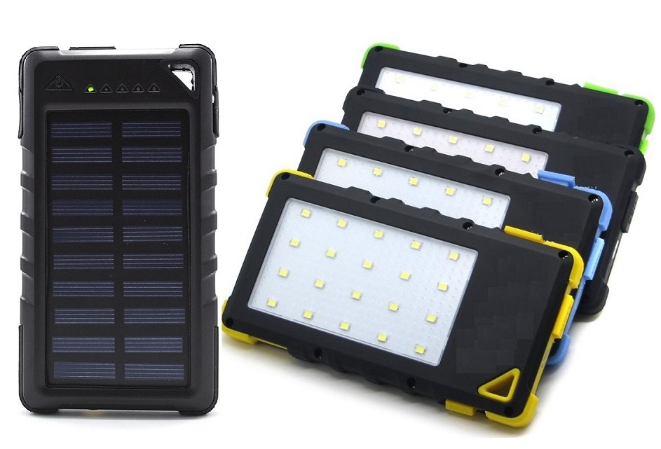 SolarPower N-114 Solární nabíječka 8.000 mAh modrá, s LED lampou