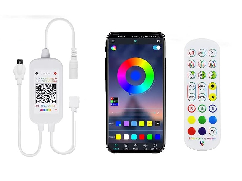 Light LED pásek Bluetooth music 5050 60LED/m IP65 14,4W/m RGB, 5m, komplet 3A