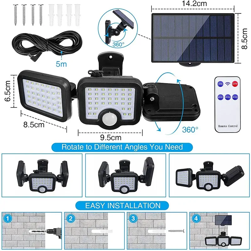 Solar 108 Zahradní světlo s pohybovým čidlem 108 LED