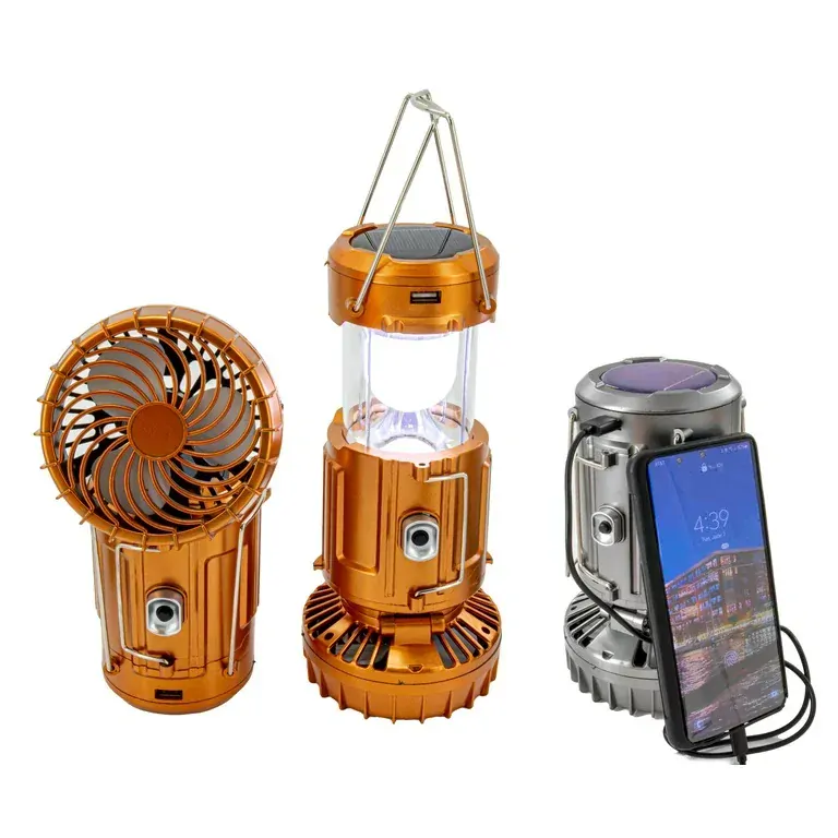 AB-45/G Solární osvětlení přenosné USB ventilátor