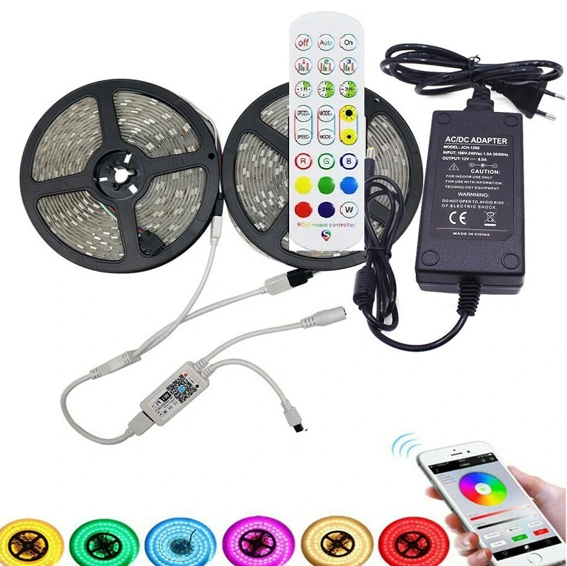 Light LED pásek Bluetooth music 5050 60LED/m IP65 14,4W/m RGB, 10metrů, komplet 10A