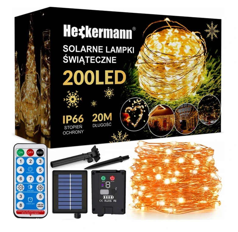 SOLAR D/222 Solární svítící flexibilní drát teplá bílá, 200x LED 20 metrů