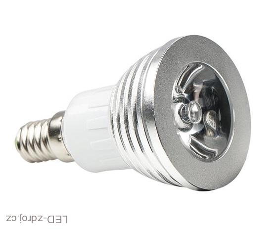 RGB LED E14 3W color + dálk.ovl.