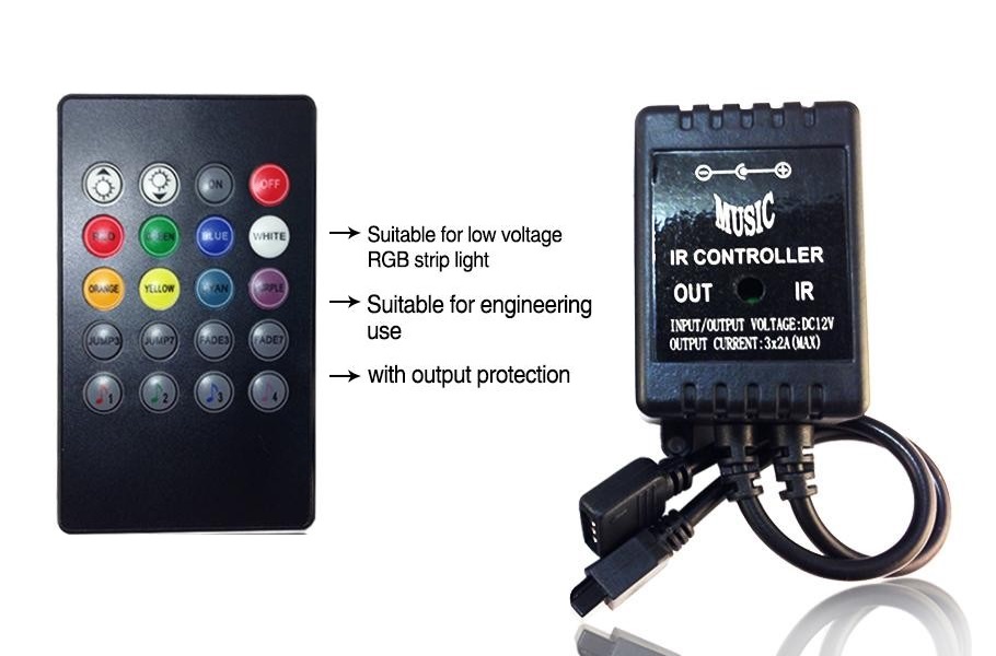 RGB zvukový ovladač pro LED pásky 12V