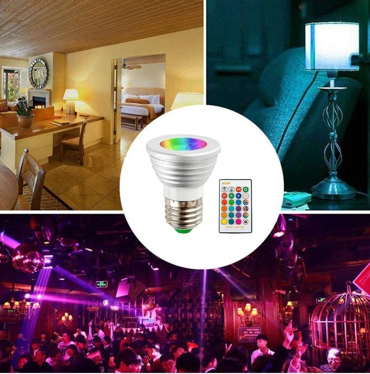 Barevná LED žárovka E27 5W s dálkovým ovladačem set 3 kusů