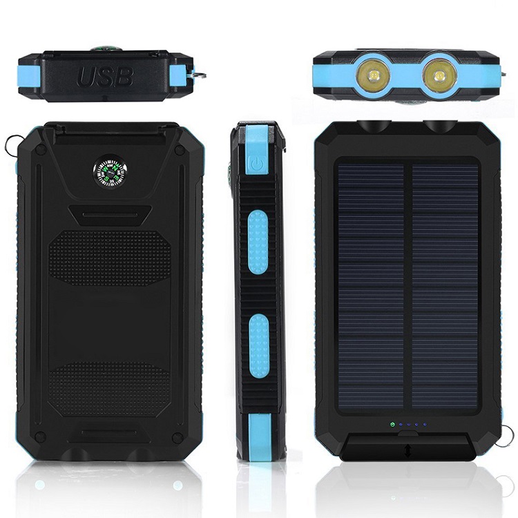 SolarPower N2-102 Solární nabíječka 10.000 mAh modrá, 2x LED